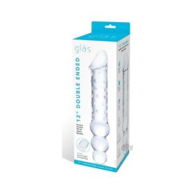 Glas Double-ended Glass Dildo With Anal Beads 12 In.