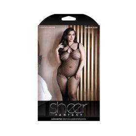 Sheer Uninhibited Crotchless Bodystocking Black Queen