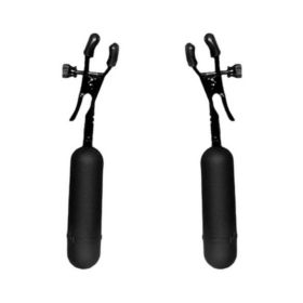 Cordless Vibrating Nipple Clamp Black Adjustable