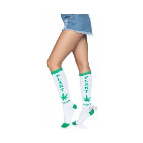 Plant Based Knee Highs Os White/green