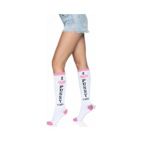 Pussycat Knee Highs Os White/pink