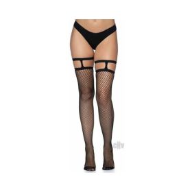 Fishnet Thigh High Garter Top Os Black