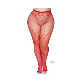 Flame Net Tights 1x/2x Red
