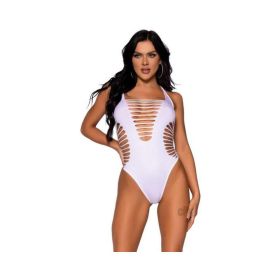 Seamless Shred Thong Bodysuit Os Wht