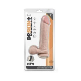 Dr. Skin Plus Thick Posable Dildo With Balls 9 In. Vanilla