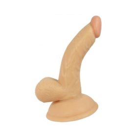 All American 4 inches Curved Dong with Balls Beige