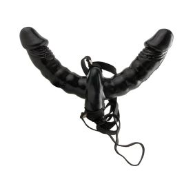 Vibrating Double Delight Strap-On Black
