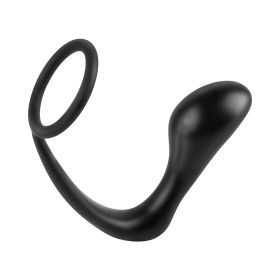 Ass-Gasm Silicone Cockring Plug - Black