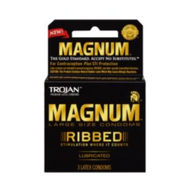 Trojan Magnum Ribbed Latex Condoms 3 Pack