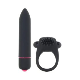 Intense Cockring And Bullet 10 Function Bullet Waterproof Black