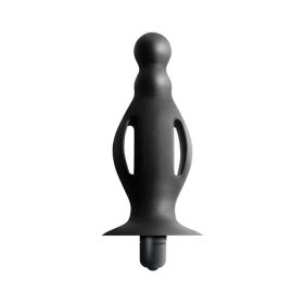 Commander Beginners Vibrating Buttplug Removeable Bullet Suction Cup Base Silicone Black