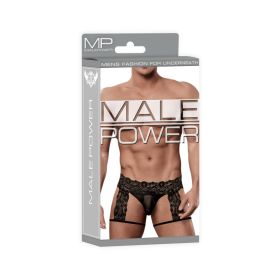 Male Power Scandal Lace Gstr Gart Shrt Blk S/m