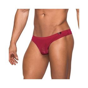 Male Power Seamless Sleek Thong Sheer Pouch Wine S/M